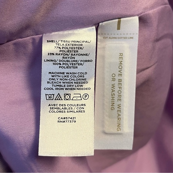 Ann Taylor Blazer Lavender Fringe Tweed Cardigan Jacket Sz 16 EUC Purple Plaid - Picture 12 of 13